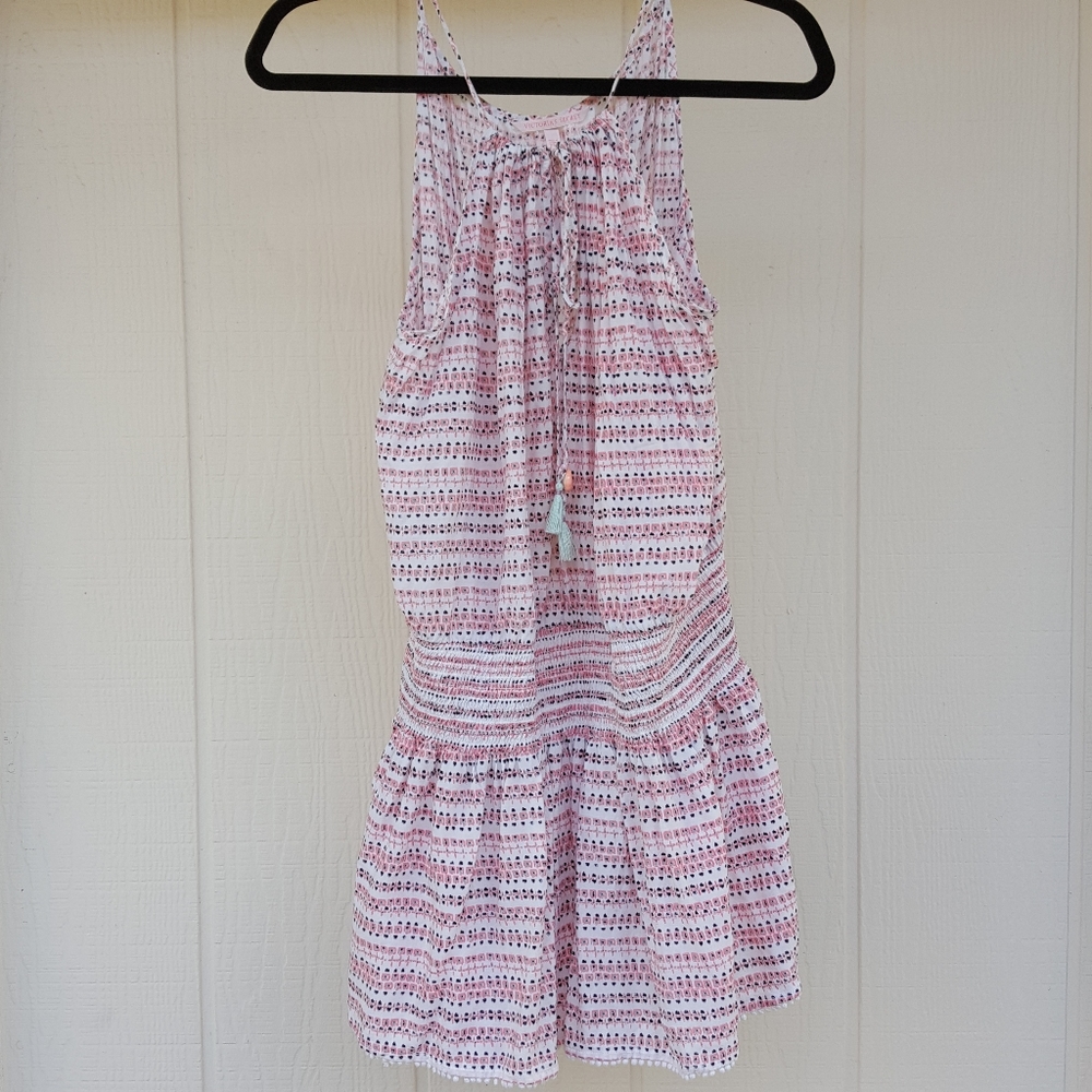 BIG GIRL'S XL 16-18 VICTORIA'S SECRET SHELL TASSEL TIES PINK POM POM SUN DRESS